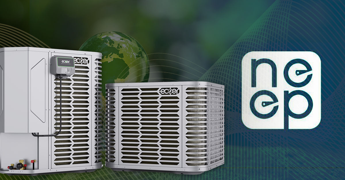NEEP-certified Ecoer R410A heat pump meeting 2026 efficiency and rebate standards